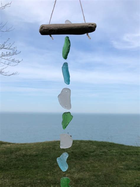 Simple Beach Glass Mobile Genuine Sea Glass Mobile Sun Catcher Cottage Decor Lake Erie Beach