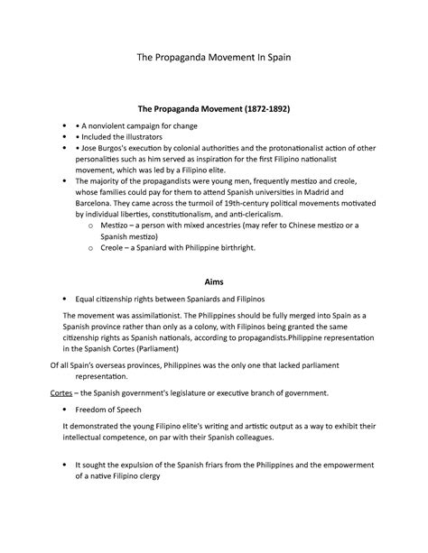 The Propaganda Movement In Spain - The majority of the propagandists were young men, frequently ...