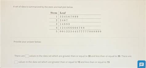 Solved A Set Of Data Is Summarized By The Stem And Leaf Plot