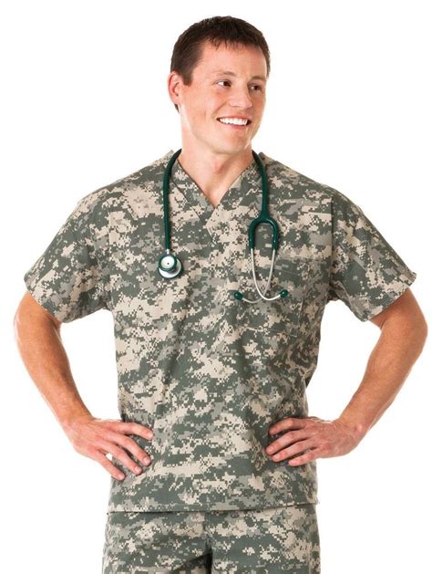 Unisex Camo V Neck Top Camo Scrubs Stylish Scrubs Tops