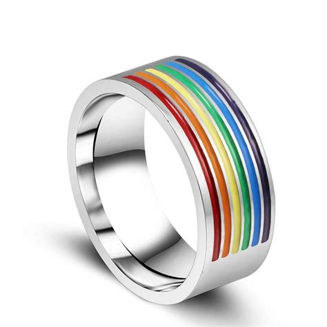 Lgbtq Pride Ring Stainless Steel Rainbow Ring Stainless Steel Wedding