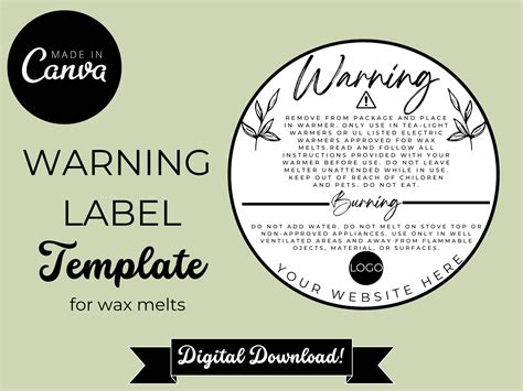 Editable Template Warning Label For Wax Melts Safety Label For Wax