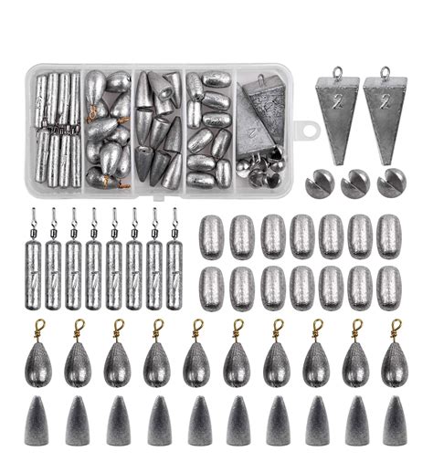 Fishing Sinkers Weights Kit, Egg Weights Pyramid Sinkers Drop Bass Weights Split Shot Weights ...