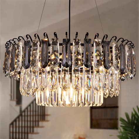 Wellmet Light Tier Modern Crystal Chandelier Round Ceiling