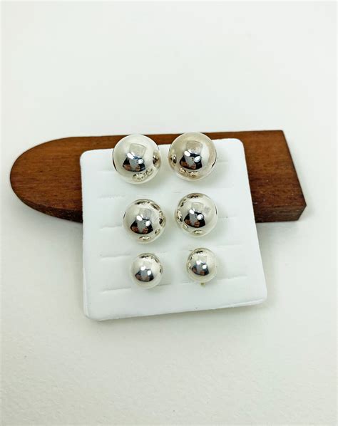 925 Silver Ball Stud Earrings 9mm 12mm 14mm Sup Silver Sup Silver