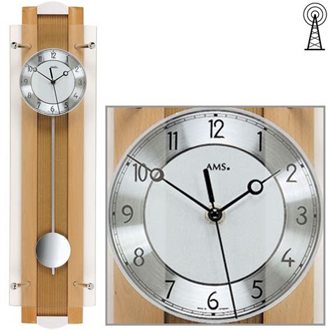 Ams Funk Pendel Uhr Wanduhr Chrompendel X Cm Buche