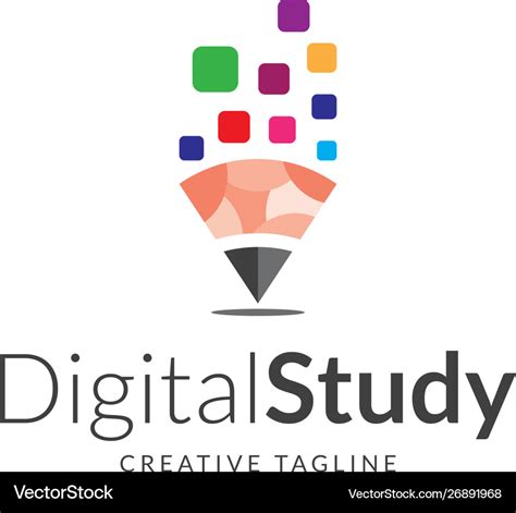 Creative digital study logo design Royalty Free Vector Image