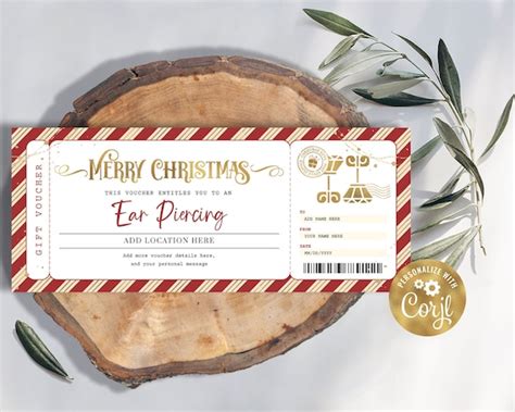 Ear Piercing Christmas Voucher Editable Ear Pierced Gift Certificate