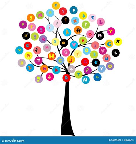 Stylized Tree With Letters Of Alphabet Stock Vector Illustration Of