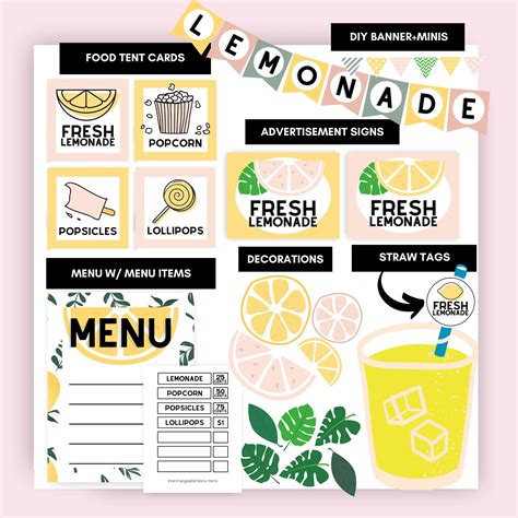 Lemonade Stand Menu Template Printable Calendars At A Glance