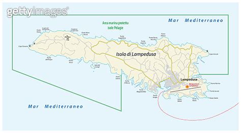 road map of the italian mediterranean sea island Lampedusa Italy 이미지