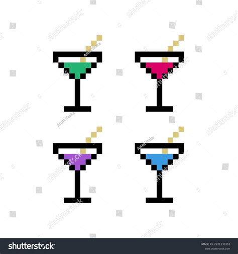 8 Bit Pixel Colorful Cocktails Vector Stock Vector Royalty Free