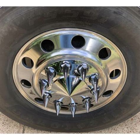 Semi Truck Complete Chrome Pointed Axle Cover Kit With 33mm Spiked Lug Nut Cover Ebay