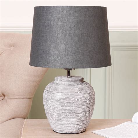 Concrete Grey Ceramic Table Lamp With Dark Grey Shade By Dibor