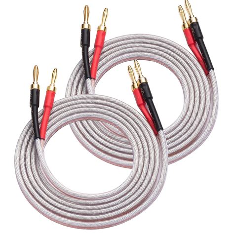 Buy Pair Awg Hifi Ofc Speaker Cable With Gold Plated Banana Plugs