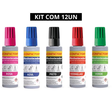 Kit 12 Tinta Marcador Para Quadro Branco Compactor 30ml Shopee Brasil