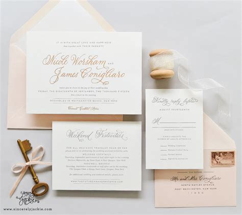 Heirloom Highlight Hampton Gold And Grey Wedding Invitation