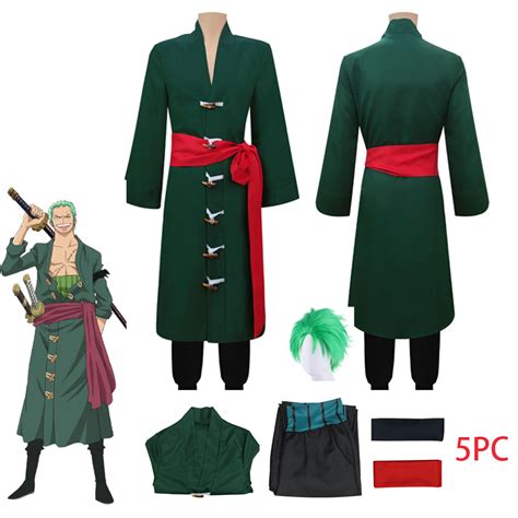 Anime Cosplay Roronoa Zoro Cosplay Costume Adult Dark Green Trench