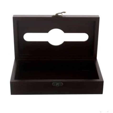 Polished Black Wooden Tissue Box For Restuarant Shape Rectangular At