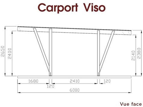 Carport bois 2 voitures Viso 34m² en Pin Classe 4 marron Carports