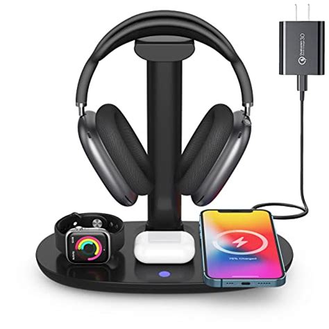 Soporte para auriculares con cargador inalámbrico de 15 W Sugud