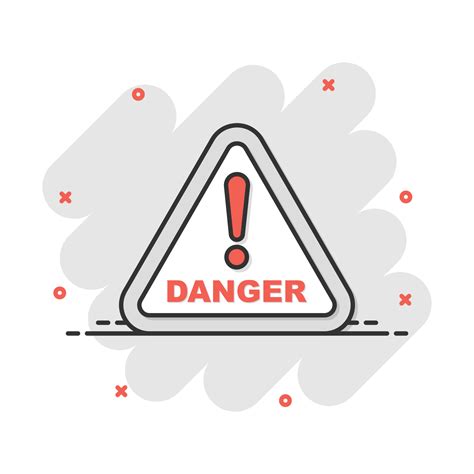 Vector cartoon danger icon in comic style. Attention caution sign ...