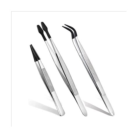 3 Pcs Tweezers Rubber Tipped Tweezers 6inch Straight Flat Tweezers