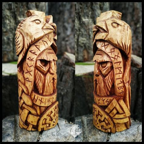 Odin Woodcarved Statue Norse Pantheon Allfather Wotan Etsy