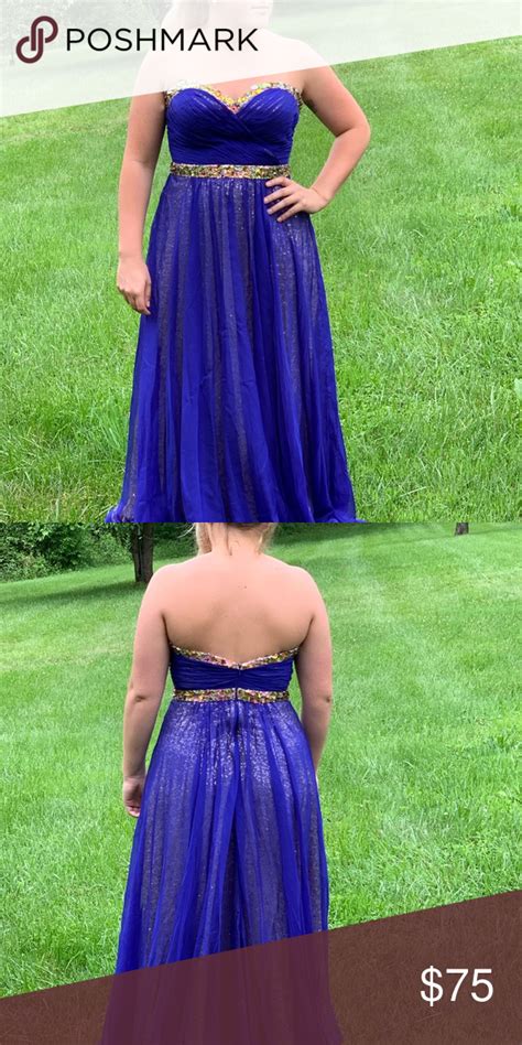 Strapless Prom Dress Size 12 Blueish Purple Color Prom Dress Size 12 Strapless Prom Dress