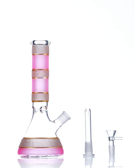 10" Glitter & Pink Beaker Bong with Ice Catcher - World of Bongs