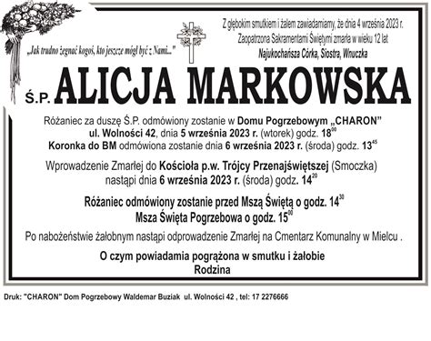 P Alicja Markowska Dom Pogrzebowy Charon Waldemar Buziak