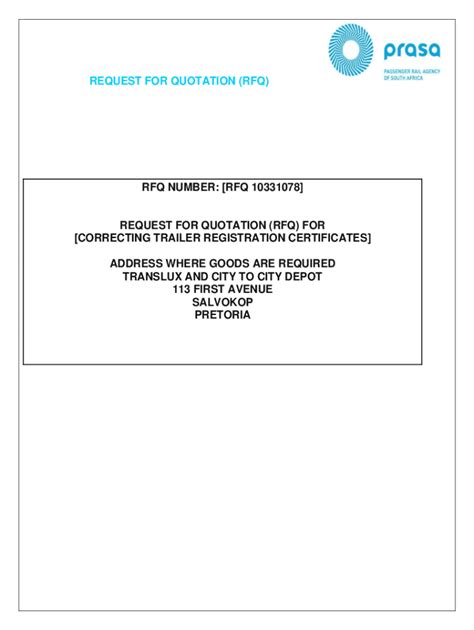 Fillable Online You Have Issued A Request For Quotation Rfq On A Fax