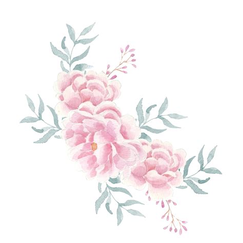 Soft Pastel Pink Peonies And Rose Watercolor Flowers Wedding Decor