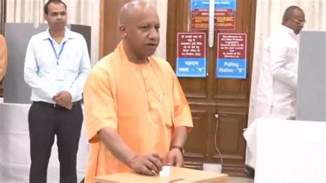 CM Yogi Adityanath Casts Vote For Uttar Pradesh Legislative Council By