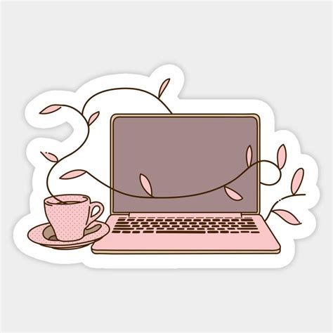 Laptop And Cup By Wlaurence In Cute Laptop Stickers Hard