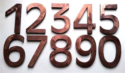 House Numbers In Polished Copper Floating 6150 Mm High In Antigoni