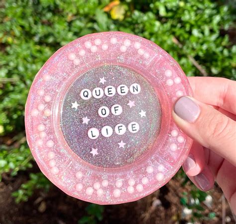 Queen Of Life Pink Glitzer Resin Schmuckschale Aschenbecher Catchall