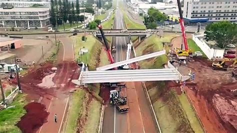 Grande obra de engenharia do novo viaduto avança instalação de