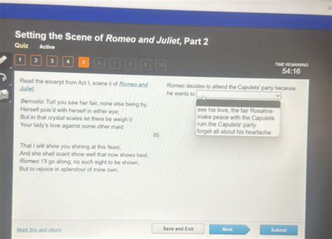 Setting The Scene Of Romeo And Juliet Part Studyx