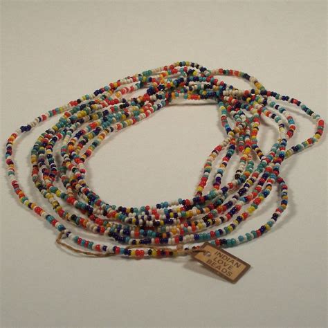 Vintage Hippie Necklace Indian Love Beads Multi Colored Beads 1960s