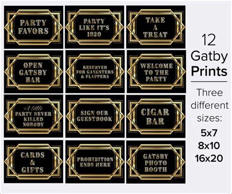 Printable Great Gatsby Welcome Signs 12 Great Gatsby Party Etsy