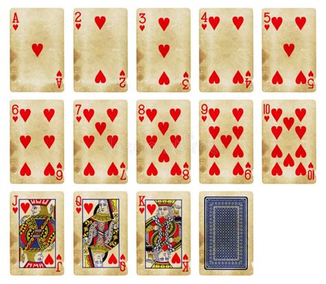 Hearts Suit Vintage Playing Cards Isolated On White Stock Illustration Illustration Of