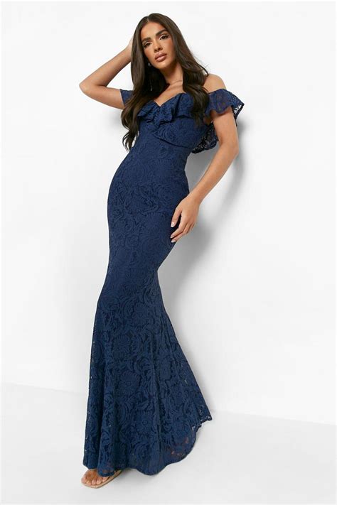 Lace Ruffle Bandeau Maxi Dress Boohoo Uk