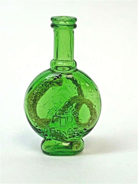 Miniature Green Glass Bottle Made In Taiwan With String Etsy