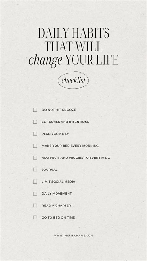 Daily Habits That Will Change Your Life Erika Marie