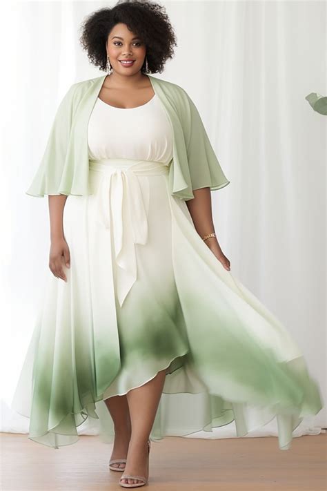 Xpluswear Design Plus Size Mother Of The Bride Sage Green Gradient