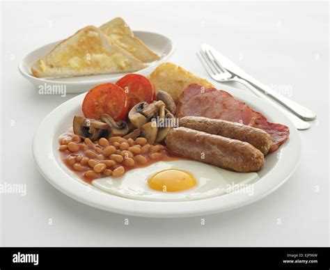 Full English Scottish Irish Welsh Breakfast Sausages Fried Egg Bacon