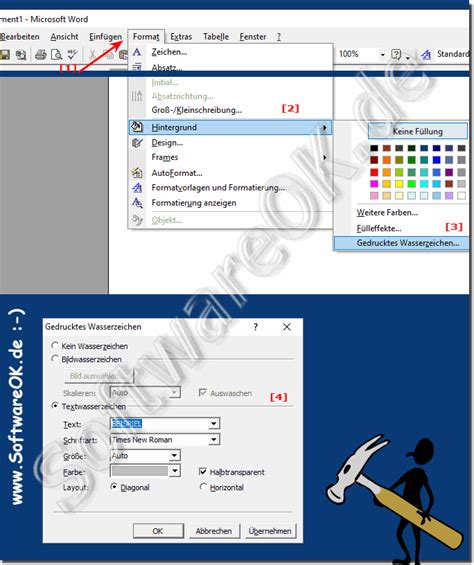 Wasserzeichen einfügen in MS Word oder Excel