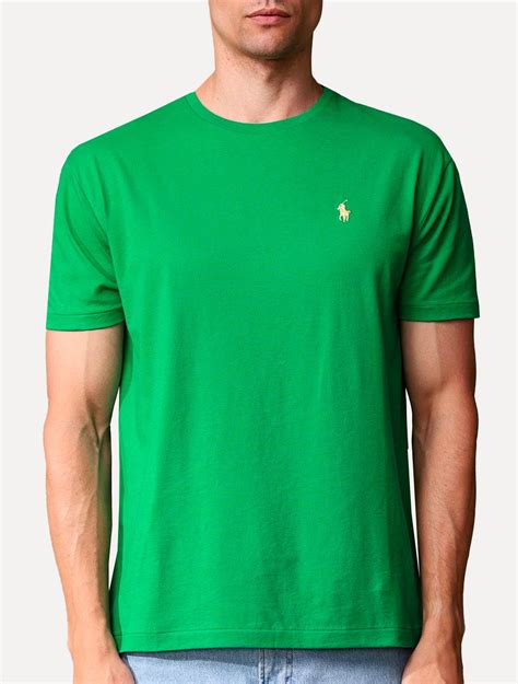 Camiseta Ralph Lauren Masculina Custom Slim Fit Yellow Icon Verde