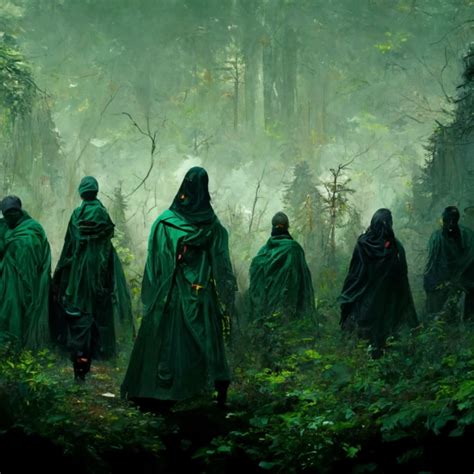 Dark Fantasy Cultist Walking In The Forest With Midjourney